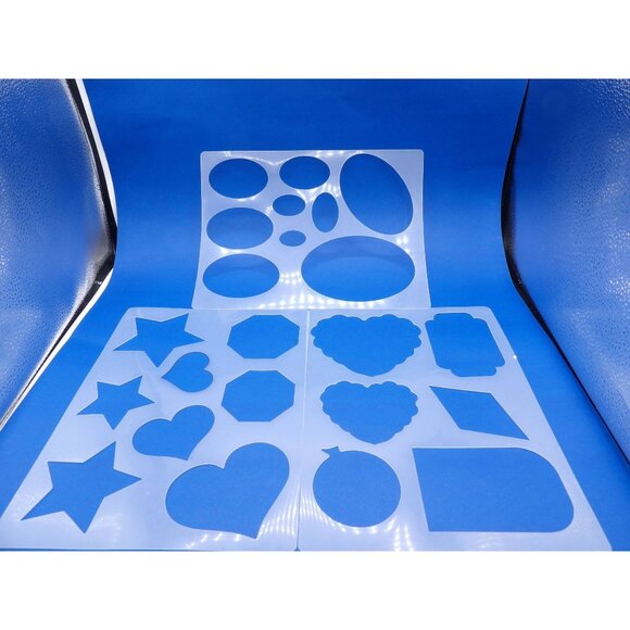 Stencils Set of 3 "Shapes" Stencils Ovals Hearts Stars Hexagons - Picture 1 of 4